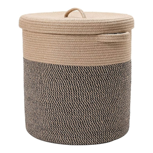 Panier de rangement tissé beige et noir pour vêtements, papier toilette, paniers décoratifs pour étagères, organisateur de salon, exportateur en gros, vente en vrac - Product Image 1