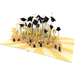 Carte de vœux 3D pop-up en papier doré, fabrication artisanale vietnamienne, OEM/ODM, pour félicitations, remise de diplôme, cadeau de réussite - Vente en gros fabricant - Product Image 4