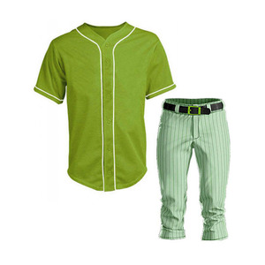 Ensemble uniforme de baseball vert, maillot en mesh, pantalon à rayures fines, logo personnalisé, vêtements d'équipe pour adultes, 100% polyester, manches courtes, imprimé animal - Product Image 4