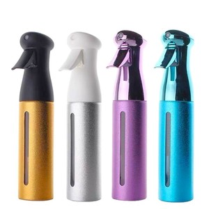 Bouteille d'eau vide professionnelle en aluminium argenté de 80 ml et 250 ml avec pulvérisation continue – Vaporisateur à fine brume pour coiffeur, barbier, salon - Product Image 1