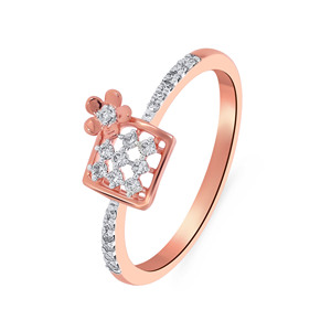 <b>Daisy</b> Planter Diamond Ring Designer Blossom Diamond Ring Square Motif 14K Rose Gold Fashion Fine Jewelry Manufacturer - Product Image 1