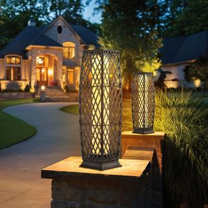 Ensemble de 2 lampes solaires à LED en osier diamanté pour la décoration de jardin - Product Image 6