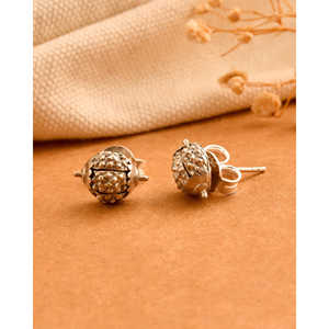 Pendientes de Botón Meera Jaipur de Rudra Fashion, Plata, Accesorios Deslumbrantes, India - Product Image 3