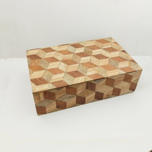 Luxury Monochrome Resin Inlay Keepsake Box, Handmade Geometric Fan Pattern Storage Case for Jewelry, Trinkets and Modern Home - Product Image 6