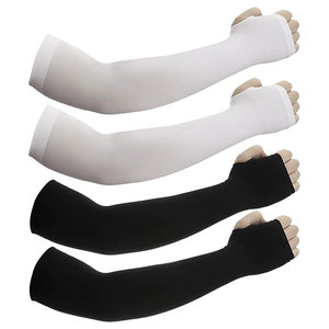 Manchons de bras roses à doigts complets, longueur coude, en Spandex respirant, pour usage quotidien, style printemps-été, uni - Product Image 5