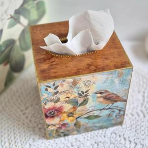 Caja de pañuelos de madera impresa contemporánea, elegante caja de pañuelos de madera impresa para decoración moderna de apartamentos, estuche mayorista. - Product Image 3