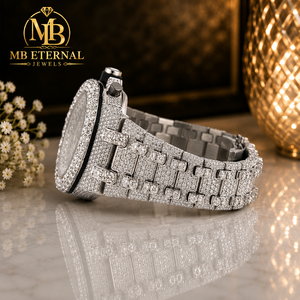 นาฬิกาข้อมือผู้ชาย MB ETERNAL JEWELS หรูหรา หน้าปัดทรงเหลี่ยม ประดับเพชรโมอิสซาไนต์ สายโลหะผสมสแตนเลส กันน้ำได้ 10 บาร์ ดีไซน์สง่างาม - Product Image 1