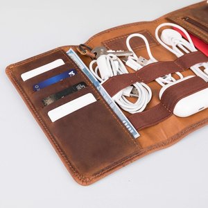 Modern Leather <b>Cable</b> Organizer Sleek Desktop Cord Tidy Earphone Wire Management Wrap Charger Keeper Wholesale B2B LCO-0031 - Product Image 2