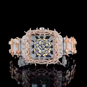 Reloj de Pulsera Cuadrado con Diamantes Naturales, Esfera con Números Romanos, Reloj de Lujo Automático, Personalizado de Fábrica, Reloj Premium - Product Image 1