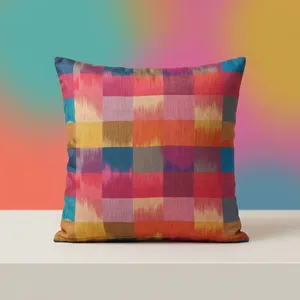 Housse de coussin carrée HILTEX légère en coton tissé motif Ikat, style vintage, hypoallergénique, fermeture enveloppante pour la maison et l'hôtel - Product Image 2