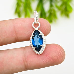 Collier de luxe en argent 925 avec topaze bleue de Londres, 22g - Product Image 1