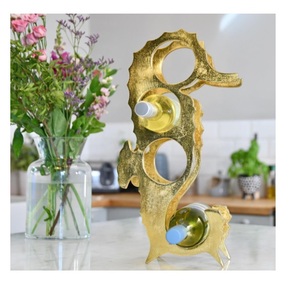 Estante para Vino de 14 Botellas, Moderno, de Metal Dorado, para Encimera, Mesa, Gabinete o Despensa - Product Image 1