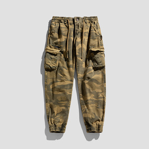 Pantalones Cargo de Camuflaje para Mujer, Corte Holgado, Cierre con Cordón, Cintura Media, Largos, Estilo Casual de Otoño - Product Image 1