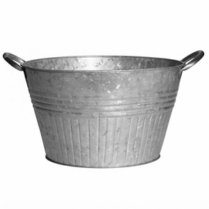 Bac à vin vintage galvanisé en gros, seau à glace ovale en métal, bac à boissons avec poignées, seau à bière côtelé pour la vente - Product Image 6