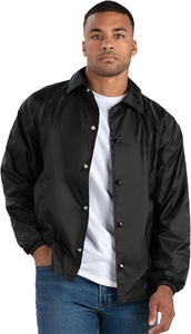 <b>Men's</b> Black Windproof Shirt <b>Jacket</b> Regular Fit Turn-down Collar Polyester Casual Autumn Wear - Product Image 4
