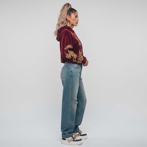 Sweat à capuche Y2K Streetwear pour femme, velours bordeaux épais de luxe, haute qualité 400 g/m², avec logo frontal, hiver automne - Product Image 3