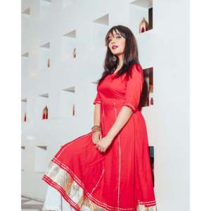 Conjunto de Traje de Gasa Rojo Coral - Talla XS - Product Image 5