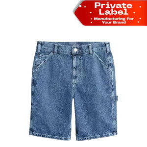 Relaxed Fit Elastic Waist <b>Men</b> Denim Shorts Summer Casual Half Pants Loose Fit Knee Length <b>Men</b> Denim Shorts Light Washed Front - Product Image 1