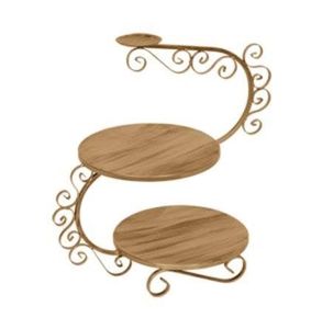 Precio al por mayor: Elegante soporte de mármol de dos niveles para tartas con lazo decorativo para exhibición en el hogar. - Product Image 5