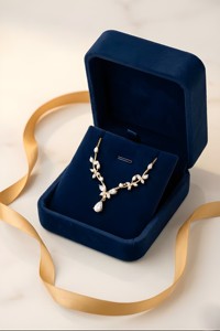 Collier pendentif en diamant taille poire en or jaune, motif floral en forme de vigne avec diamants marquise, collier de mariée de luxe pour femme, mariage - Product Image 2