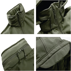 Men's Black Hooded Motorcycle <b>Jacket</b> Windproof Zipper Closure <b>Fleece</b> <b>Lined</b> Winter Wear Regular Fit Solid Color Nylon Shell - Product Image 4