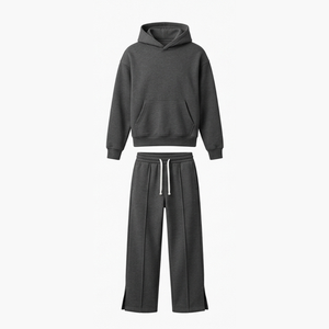 Ensemble survêtement homme molletonné 100% coton 400g, coupe oversize, respirant, avec logo personnalisé, idéal pour l'hiver - Product Image 2