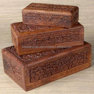 Boîte à bijoux élégante en bois avec plusieurs compartiments pour bagues, boucles d'oreilles et colliers, en provenance d'Inde - Product Image 3