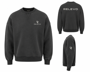 Sudadera de cuello redondo con diseño de gofre y color personalizado para hombre, de Relevo, de manga larga, para invierno, con logotipo frontal impreso digitalmente. - Product Image 2