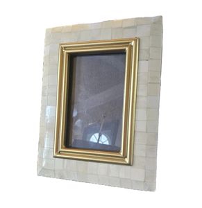 Elegant Rectangle Bone Inlay Photo <b>Frame</b> With <b>Gold</b> Trim Vertical Tabletop Display at cheapest prices By NEHA ENTERPRISES - Product Image 5