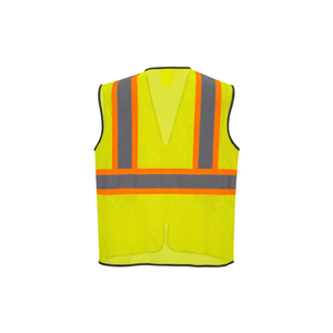 Gilet de sécurité haute visibilité jaune réfléchissant en maille, conforme à la norme ANSI Classe 2, pour travaux routiers, unisexe, en polyester, uniforme - Product Image 2