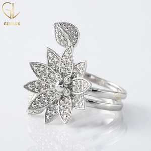 Vintage Style Engagement Ring, Flower & Leaf Inspired Wedding Ring, Cocktail Nature Inspired Ring for Women - Product Image 2