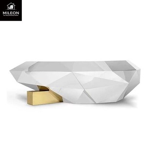 Boca Luxury Wave Polished Brass Center <strong>Table</strong> Living Room Center Coffee <strong>Table</strong> Black Glass <strong>Top</strong> Coffee <strong>Table</strong> Villa <strong>Decoration</strong> - Product Image 5