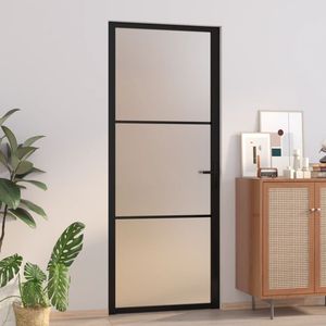 ประตูกระจกสีดำด้านและแผ่นอลูมิเนียม32.7 "x79.3" ประตูภายใน - Product Image 1
