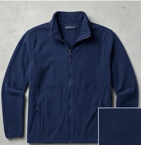 <b>Men's</b> Full Zip <b>Fleece</b> Jacket Stand Collar Solid <b>Navy</b> Polyester Casual Outerwear Embroidered Windproof Winter Wear - Product Image 1