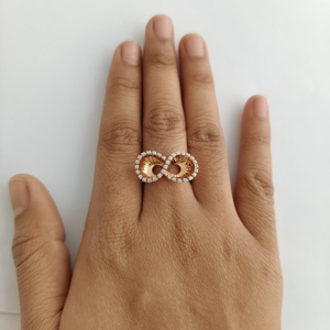 18K Rose Gold Diamond Infinity Twist Double Loop <b>Statement</b> <b>Ring</b> for Women Elegant Wedding Party Wear Gift Fine Jewelry High - Product Image 4