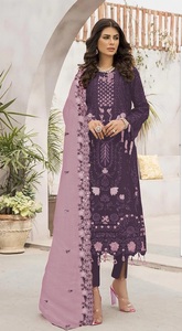 Salwar Kameez moderne semi-cousu en faux georgette brodé pour mariage et Diwali - Product Image 5