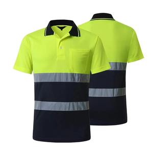 Chemises polo de sécurité à manches courtes à haute visibilité réfléchissantes, t-shirts de sécurité réfléchissants, polos avec poches - Product Image 5