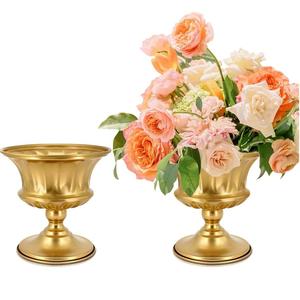 Vase de centre de table en métal finition or de luxe, résistant à la rouille, écologique, grand pot de fleurs, vase de luxe pour hôtel et maison d'hôtes - Product Image 2