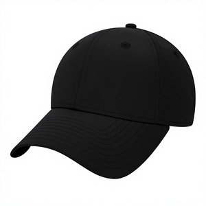 Black 6-Panel Cotton Baseball Cap Unisex Adjustable Fitted Casual Hat Solid Color Four Seasons Wear - Product Image 4