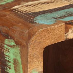 Buffet compact en bois massif recyclé avec finition multicolore et accents métalliques - Product Image 6