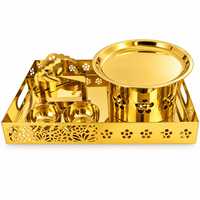 Plateau de service rectangulaire multifonctionnel en acier inoxydable plaqué or avec motif floral moderne, ensemble de bols et plats à condiments