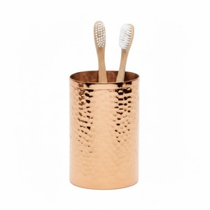 Stylish Green Stainless Steel Toothbrush Holder <b>Countertop</b> Organizer With Copper Finish Top <b>Bathroom</b> Accessory <b>Storage</b> Stand - Product Image 6
