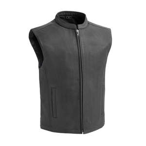 Chaleco de Cuero Genuino Negro de Alta Calidad para Motociclistas, Diseño Elegante con Cierre Frontal y Acabado Impecable - Product Image 6