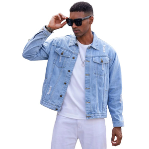 Customized Denim Jeans Jacket <b>Button</b> Closure Sky Blue Color Fashionable Casual Fit Street Type Denim Jacket With OEM Service - Product Image 5