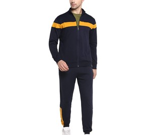 Nouvel ensemble de survêtement décontracté pour homme 2026, bleu marine, à manches longues, avec fermeture éclair, blocs de couleur et col montant, pour l'automne - Product Image 1
