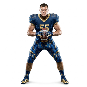 Vêtements de sport de qualité supérieure, uniforme de football américain de couleur bleu royal avec une touche dorée, vêtements de sport très demandés, sur mesure - Product Image 4