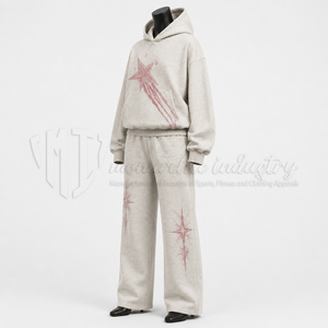 Conjunto Deportivo Personalizado para Mujer, Sudadera con Capucha y Pantalones Anchos con Estampado Gráfico, Dos Piezas, Ropa Deportiva Informal, Fabricante OEM - Product Image 3