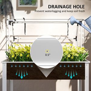 Fioriera Verticale Bianca Rialzata con Copertura a Serra e Foro di Drenaggio per la Coltivazione di Ortaggi - Product Image 6