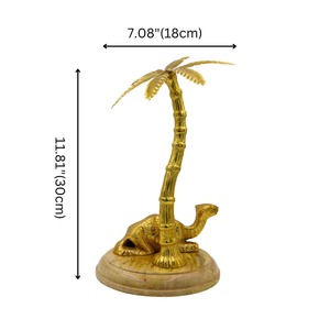 Statue de chameau en aluminium avec palmier, finition dorée, figurine décorative d'animal du désert, sculpture de table de luxe pour salon - Product Image 5