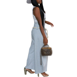 Loose pants Recommended Stylish Casual Solid Breathable Elastic Waist High Hemp <b>Rope</b> Waistband Loose Pants for Women Fashion - Product Image 4